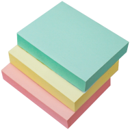 Notes adeziv 76x76 mm, cub pastel, verde/galben/rosu, 100 file/set